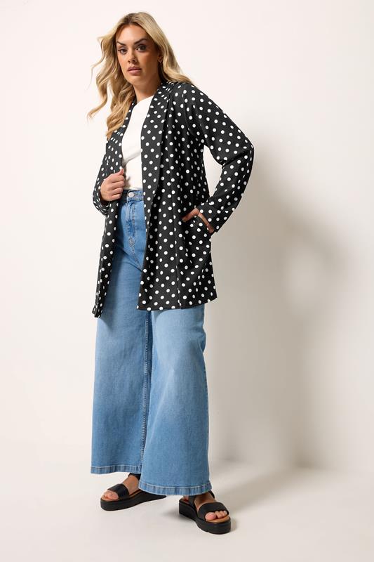 YOURS Plus Size Black Polka Dot Blazer | Yours Clothing 1