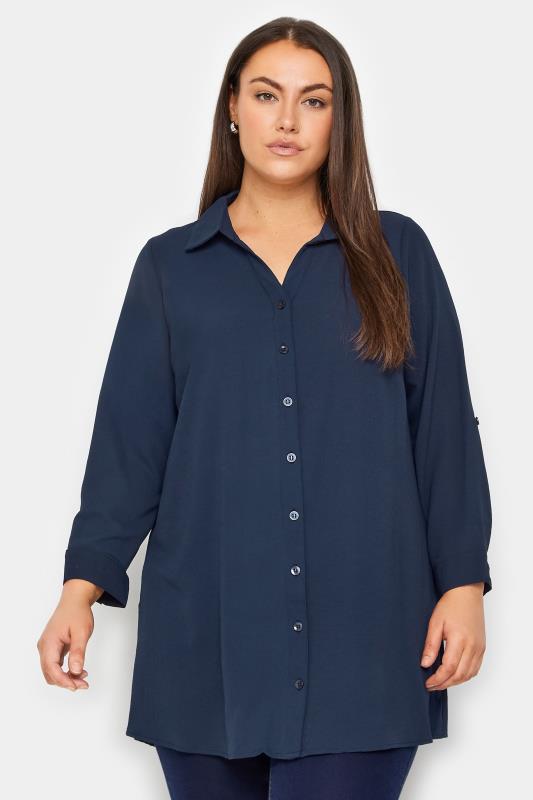 Plus Size  Evans Navy Blue Longline Shirt