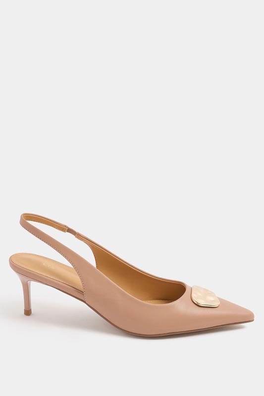 LTS Camel Brown Hammered Slingback Heels In Standard Fit | Long Tall Sally 2