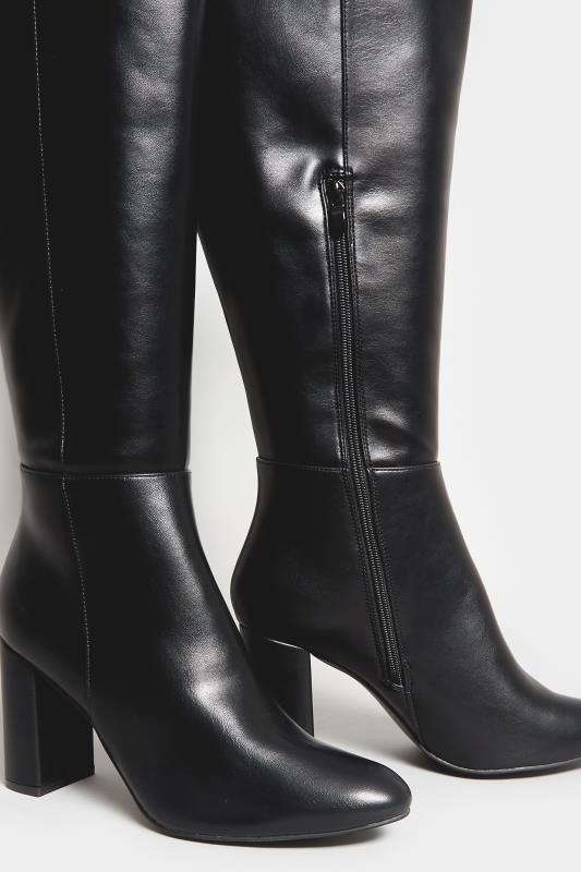 LIMITED COLLECTION Black Block Heel Knee High Boots In Standard D Fit | Yours Clothing 5