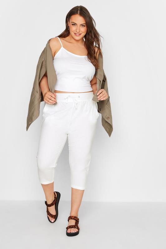 Curve White Cool Cotton Cropped Trousers 2