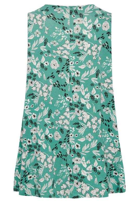 YOURS Plus Size Green Floral Pleat Front Vest Top | Yours Clothing  7