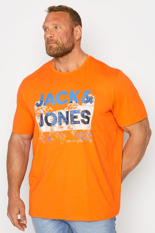 Großen Größen  JACK & JONES Big & Tall Orange Logo Short Sleeve T-Shirt