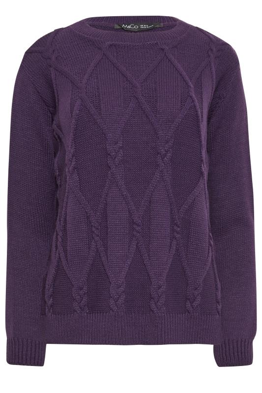 M&Co Purple Cable Knit Jumper | M&Co 5