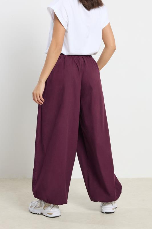 PixieGirl Petite Women's Plum Purple Cotton Cuffed Balloon Trousers | PixieGirl 2