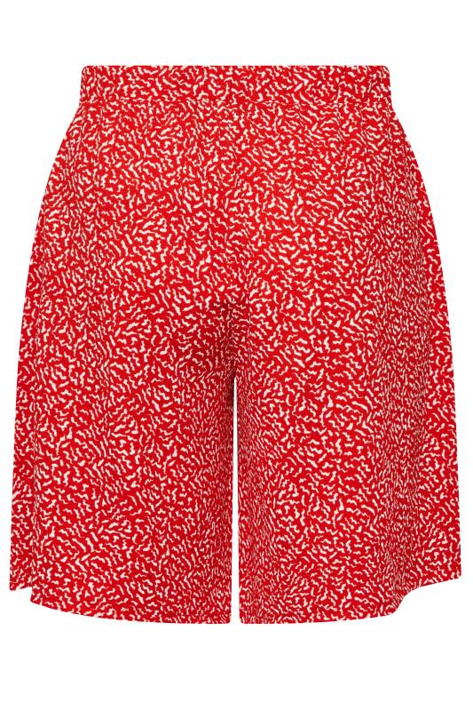 YOURS Plus Size Red Ditsy Print Pull On Shorts | Yours Clothing 5