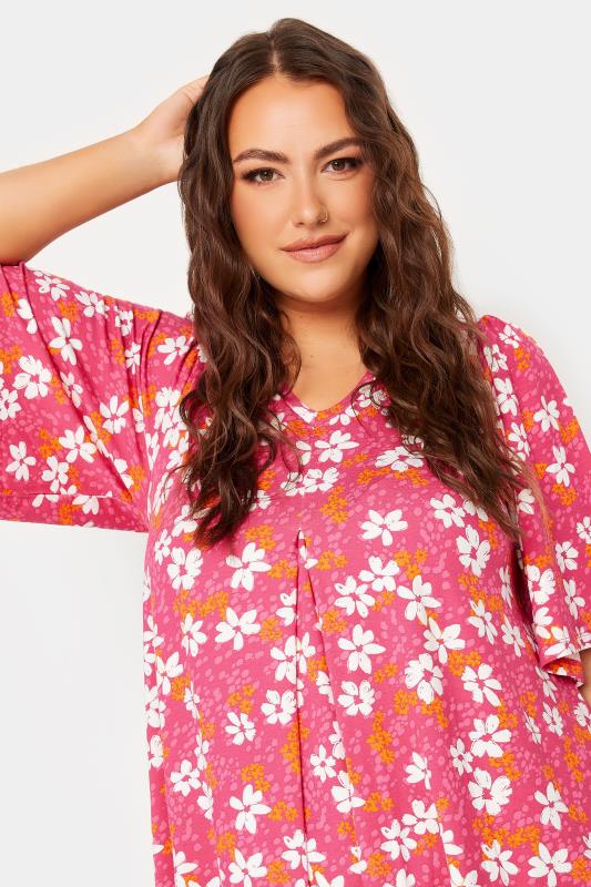 YOURS Curve Plus Size Pink Floral Ditsy Top | Yours Clothing  4