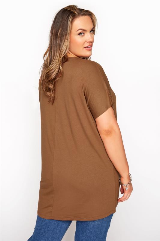 Mocha Dipped Hem Short Sleeved T-Shirt 
