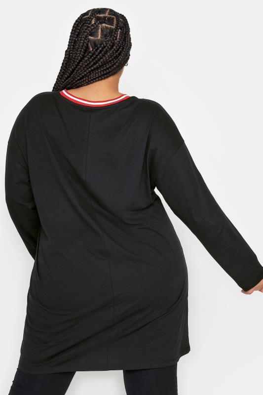 YOURS Plus Size Black 'Brooklyn' Varsity Oversized Tunic Top | Yours ...