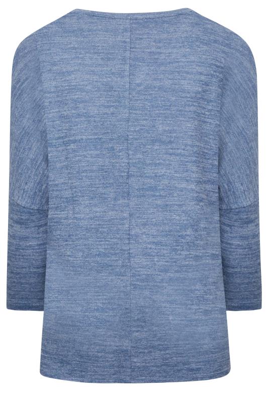Plus Size Blue Colour Block Soft Touch Jumper | Yours Clothing 6