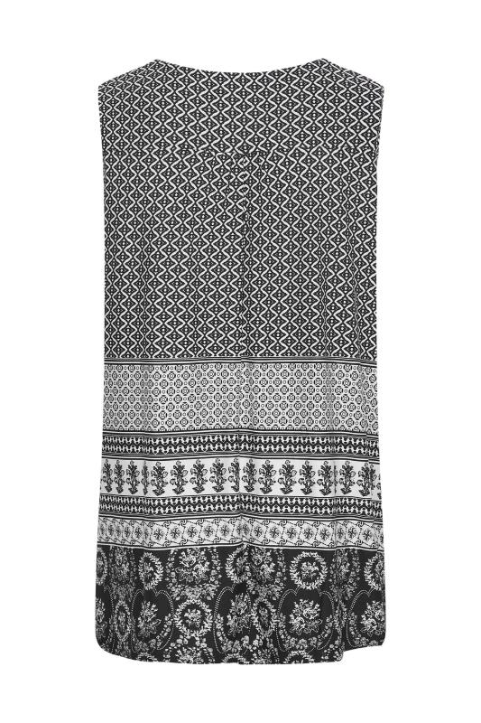 Curve Black Aztec Print Inverted Pleat Vest Top | Yours Clothing 6