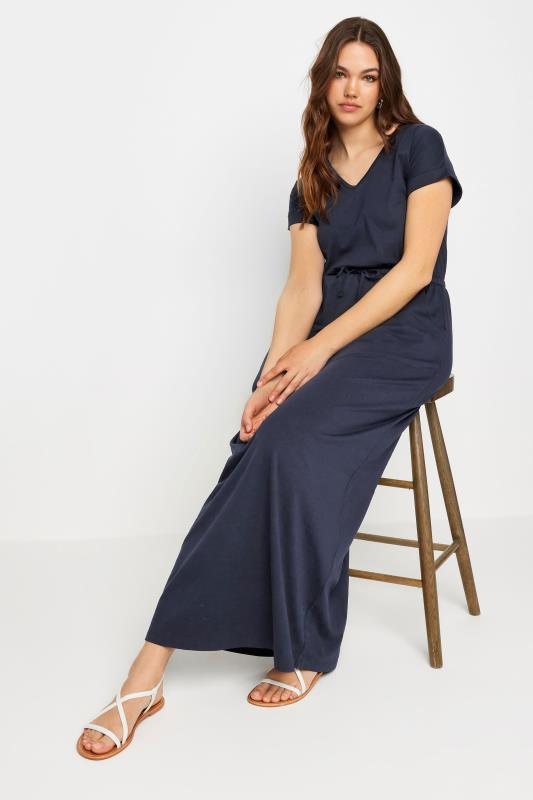LTS Tall Women's Navy Blue Tie Waist Maxi T-Shirt Dress | Long Tall Sally 1