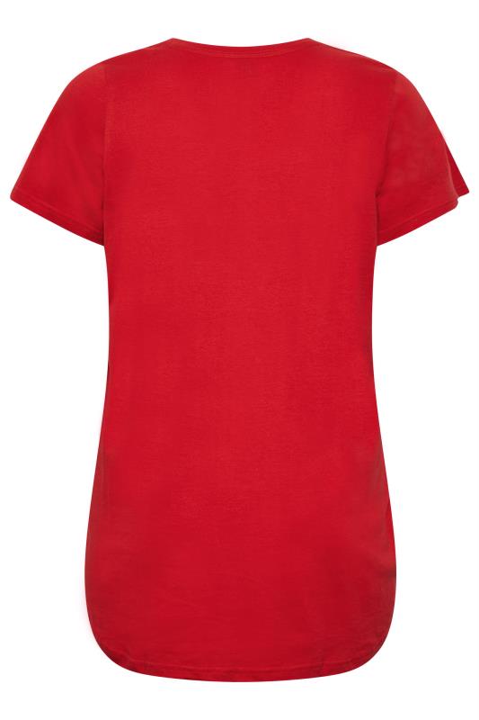 Plus Size Red 'Dreaming Of The Weekend' Slogan Pyjama Top | Yours Clothing	 7