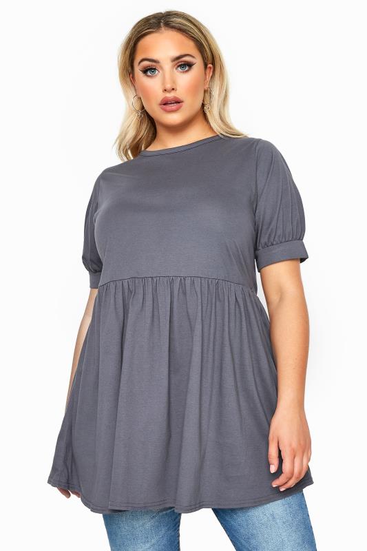 LIMITED COLLECTION Grey Cotton Smock Top_A.jpg