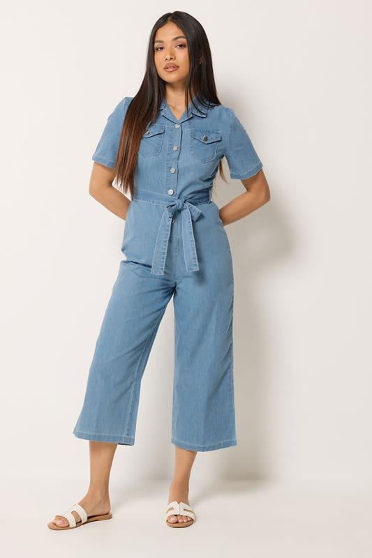  M&Co Petite Blue Denim Jumpsuit