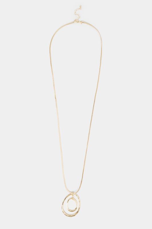 Gold Tone Oval Pendant Necklace | Yours Clothing 2