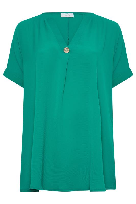 YOURS Curve Plus Size Green Button Front Blouse | Yours Clothing  6