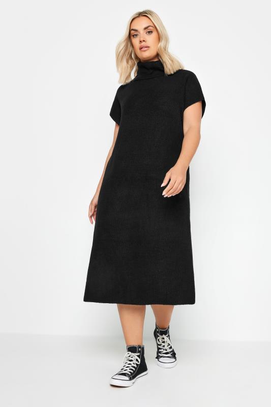 YOURS Plus Size Black Roll Neck Knitted Dress | Yours Clothing 3