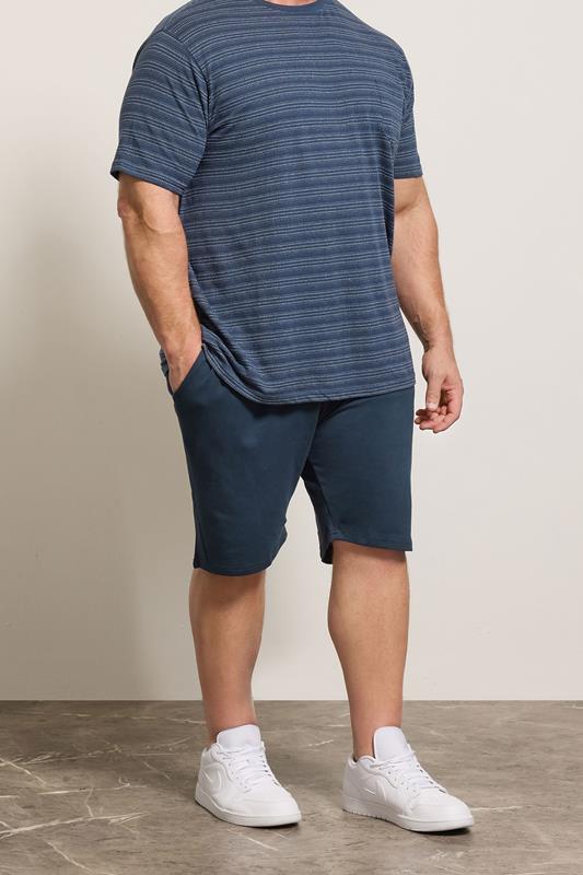  D555 Short bleu marine à taille élastiquée Big & Tall