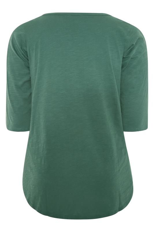 YOURS FOR GOOD Curve Sage Green Pintuck Henley Top 7
