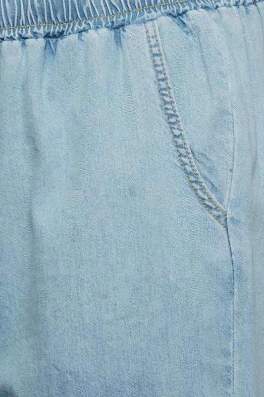 YOURS Plus Size Light Blue Pull On Wide Leg Jeans | Yours Clothing 5