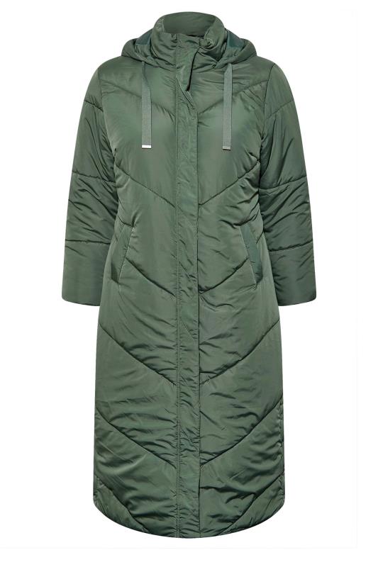 Plus Size Sage Green Padded Maxi Coat | Yours Clothing 6