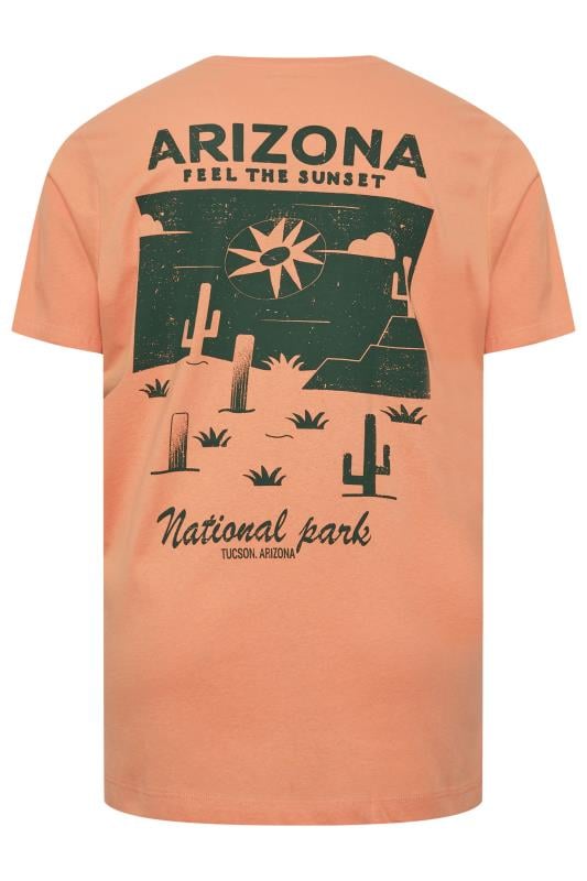 JACK & JONES Big & Tall Orange 'Arizona' Crew Neck T-Shirt | BadRhino 5