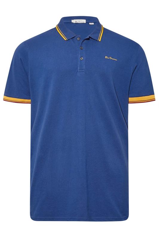 BEN SHERMAN Big & Tall Blue Tipped Polo Shirt | BadRhino 2