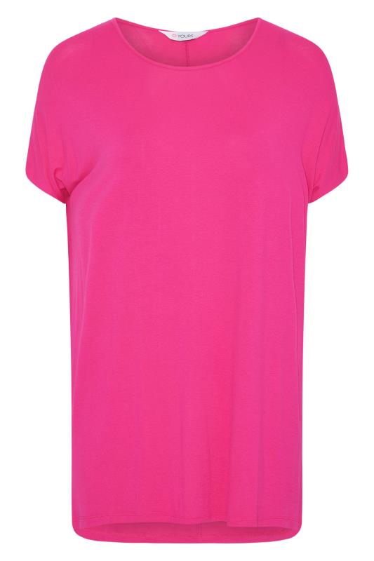 Plus Size Hot Pink Grown On Sleeve T-Shirt | Yours Clothing  4