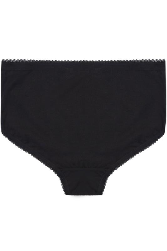 Plus Size 5 Pack Black Cotton High Waisted Full Briefs | Yours Clothing 3