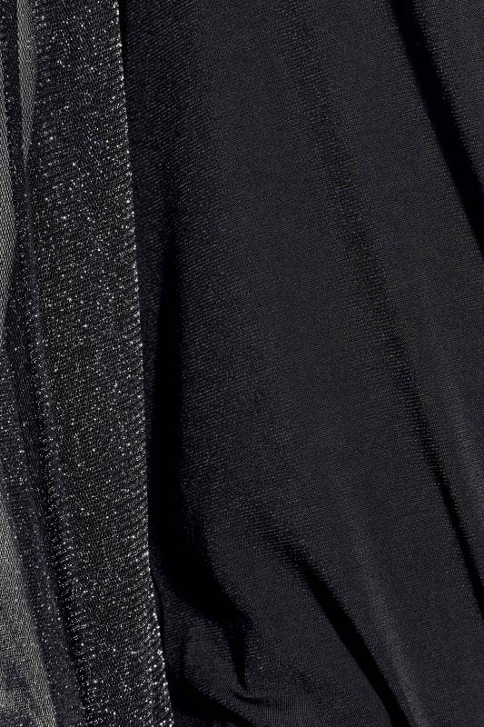 LTS Tall Black Glitter Long Mesh Sleeve Bodysuit | Long Tall Sally  5