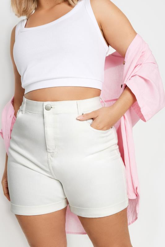 YOURS Curve Plus Size White Mom Shorts | Yours Clothing  4
