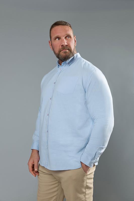  BadRhino - Chemise Oxford à manches longues - Bleu clair