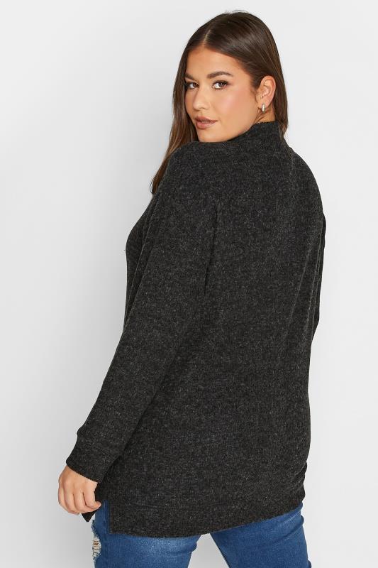 YOURS Plus Size Charcoal Grey Soft Touch Ribbed Jumper | Yours Clothing 3