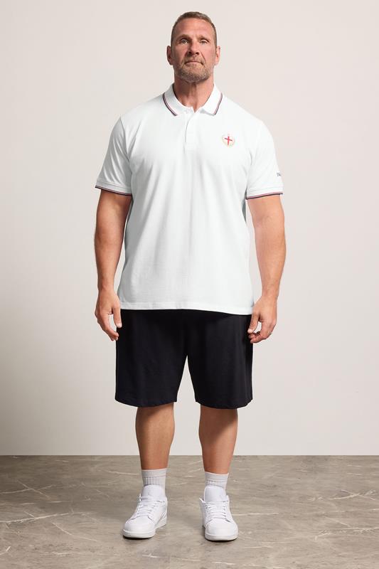 BadRhino Big & Tall White England Embroided Polo Shirt | BadRhino 1
