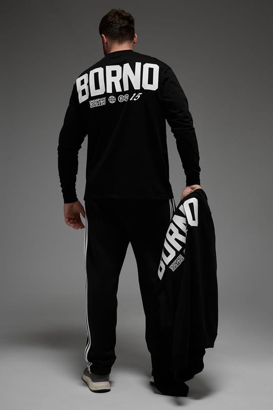 BDRNO Premium Big & Tall Black Printed Long Sleeve T-Shirt | BadRhino 1