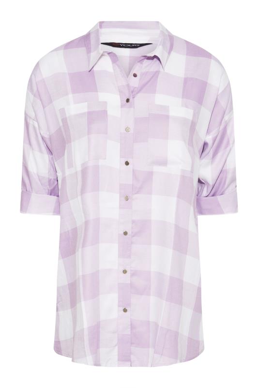 Plus Size Lilac Purple Checked Oversized Shirt | Yours Clothing  6