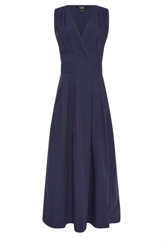 LTS Tall Women's Navy Blue Cotton Pleated Midi Dress | Long Tall Sally 6
