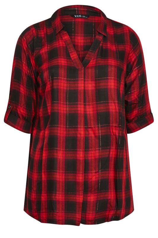 YOURS Curve Plus Size Red Check Print Shirt | Yours Clothing  7