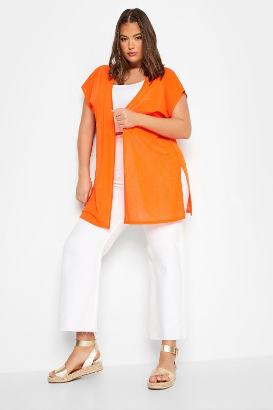 LIMITED COLLECTION Plus Size Orange Textured Kimono Cardigan | Yours Clothing 2