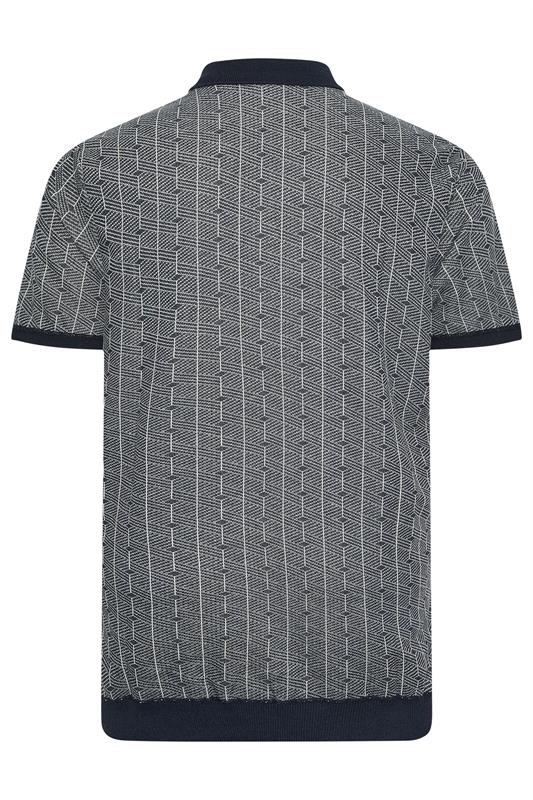 D555 Big & Tall Navy Blue Knitted Quarter Zip Polo Shirt | BadRhino 4