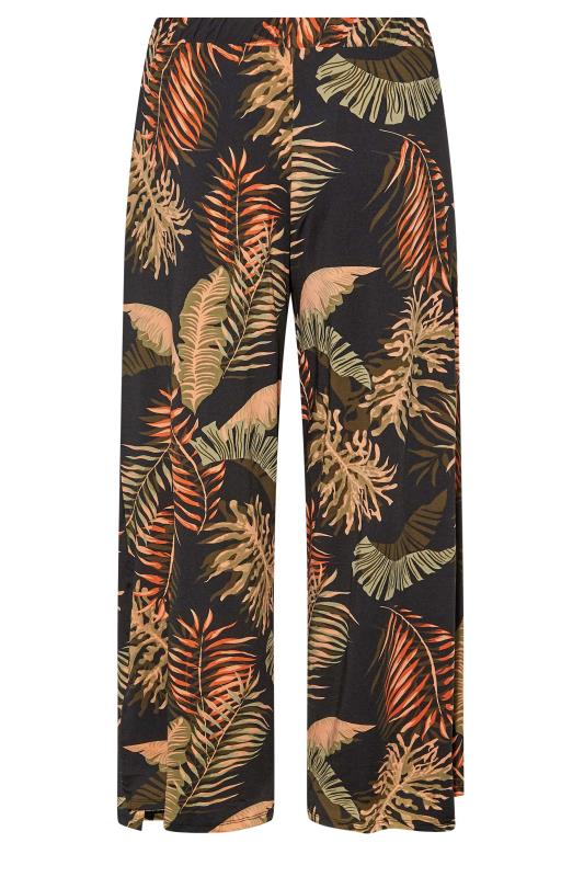 Plus Size Black Tropical Print Tie Wide Leg Trousers | Yours Clothing 4