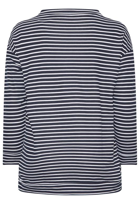 YOURS Curve Navy Blue & White Stripe Anchor Print Sweatshirt | Yours Clothing 7