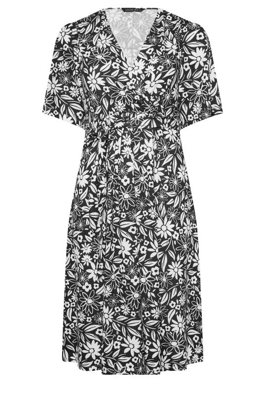 YOURS Plus Size Black Floral Print Wrap Midi Dress | Yours Clothing 6