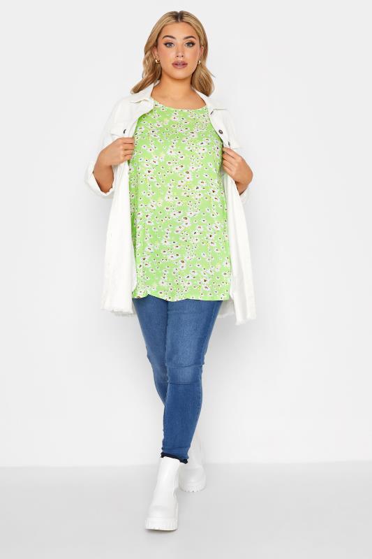LIMITED COLLECTION Curve Lime Green Daisy Swing Top_B.jpg