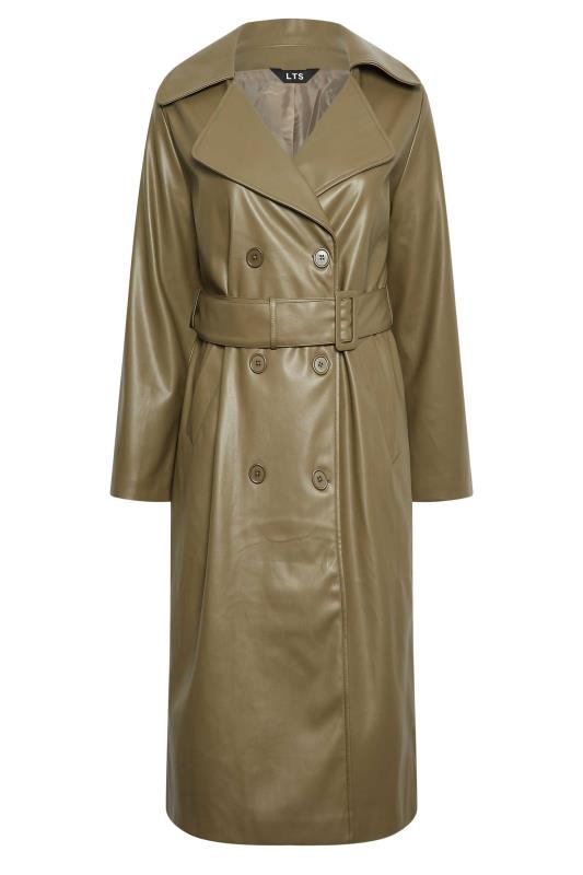 LTS Tall Olive Green Faux Leather Trench Coat | Long Tall Sally 6