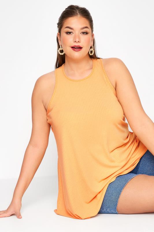 LIMITED COLLECTION Plus Size Orange Racer Back Swing Vest Top | Yours Clothing 4