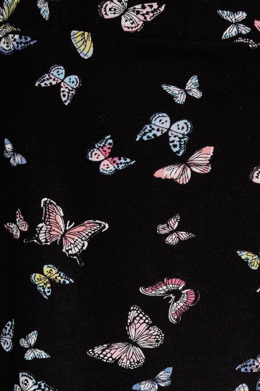 Curve Black Butterfly Print Jersey Shorts 4