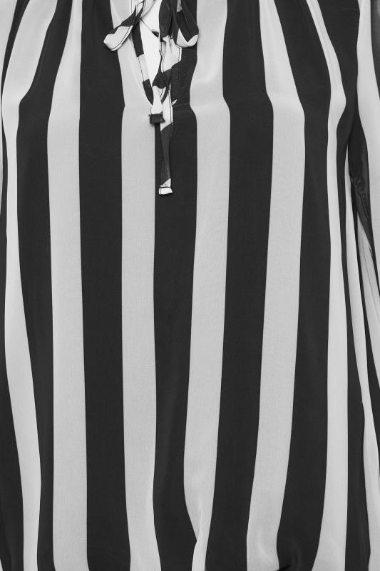 M&Co Black Stripe Tie Neck Blouse | M&Co 5