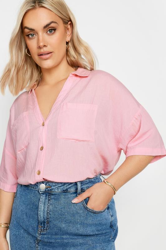 YOURS Plus Size Pink Linen Shirt | Yours Clothing 6
